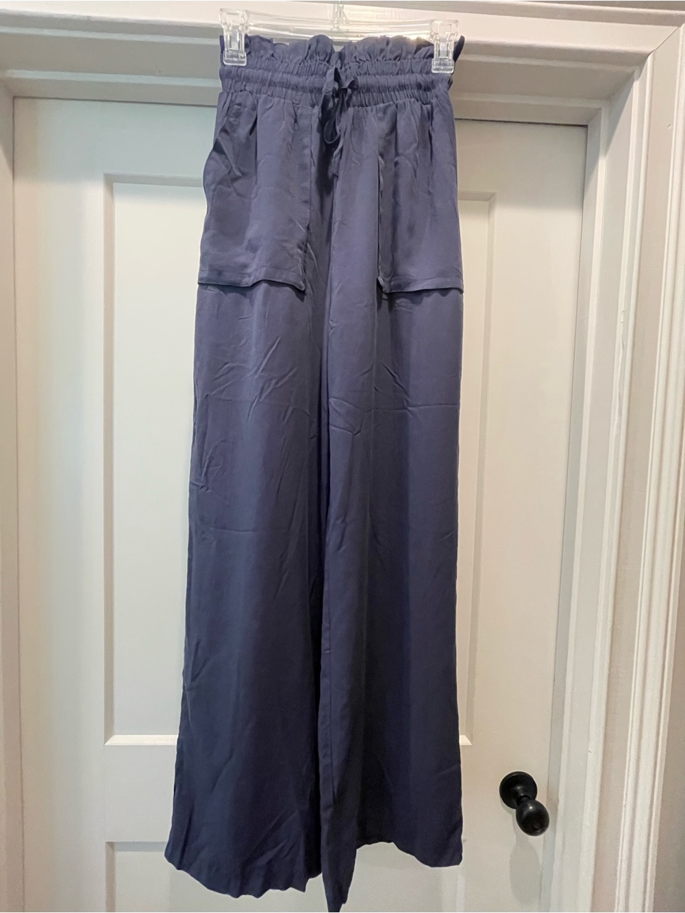 glam Navy Wide-Leg Pull-On Pants